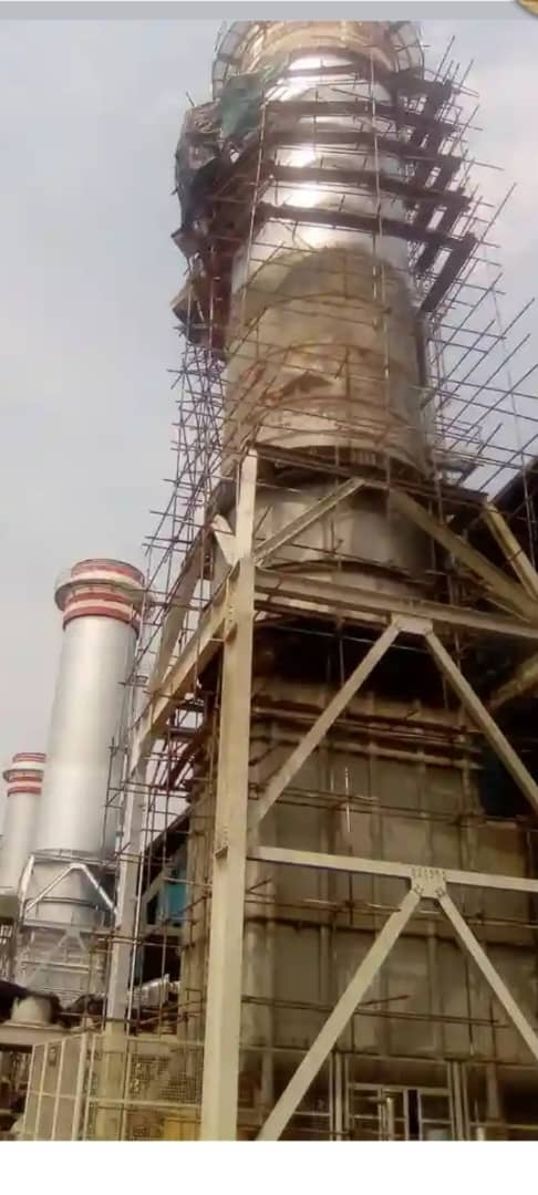Stack and heat recovery unit scaffold at a power plant