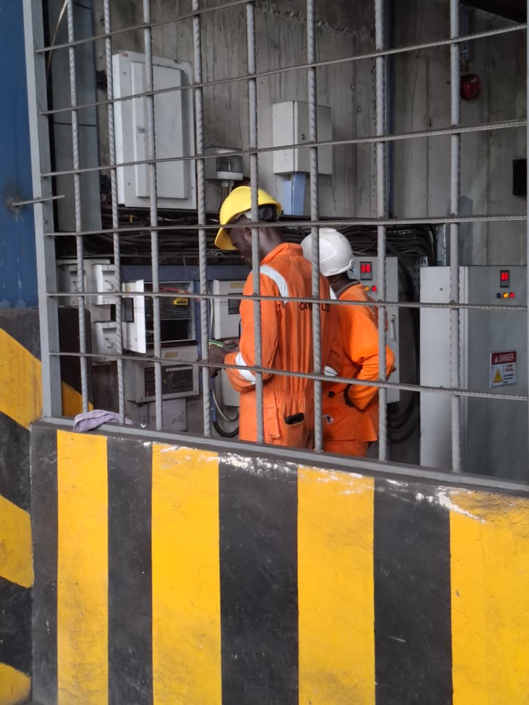 Electrical installation works at a plant control room panel